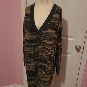 Camouflage V-Neck Jumpsuit Natural Life
